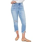 Royalty For Me Women's Petite Vintage Fray Hem Jean, C Sky Blue Rips, 16P