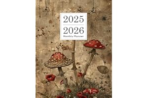 2025-2026 Monthly Planner: Achieve Your Goals with Our Clear and Easy-to-Read Large Floral Two 2 Year Agenda Organizer- Vintage Butterfly & Mushroom Cover