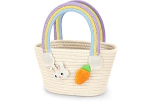 Dulsaera Easter Basket, Baby Easter Basket with Handle for Easter Eggs Hunt, Empty Easter Baskets for Kids Girl, Yellow