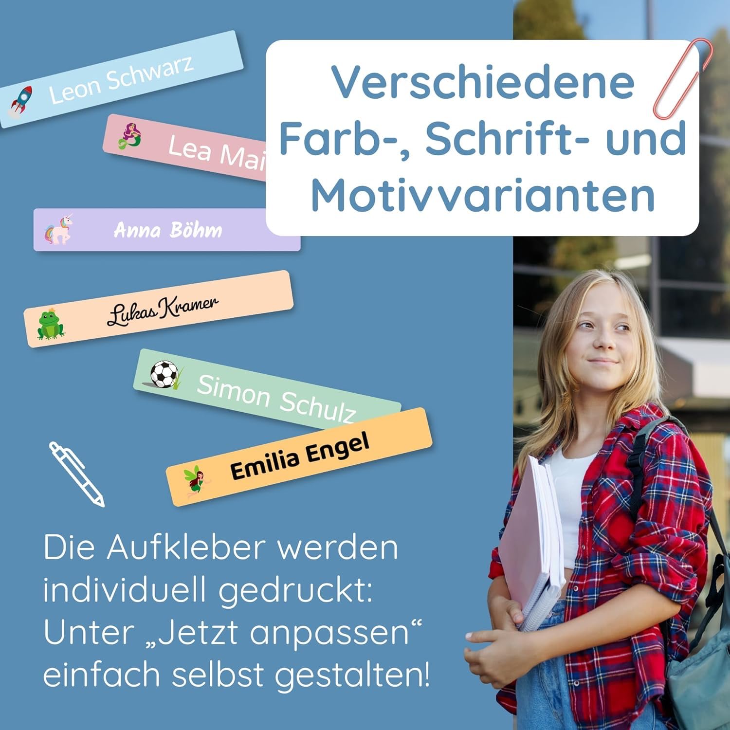 260 Stück personalisierte Namensaufkleber Set-Bögen Mini/Mittel/Groß - Spülmaschine geeignet/Wasserfest/Kratzfest für Innen und Außen (Blau, Set 260 Stück, Malik Demir-Auto) 6