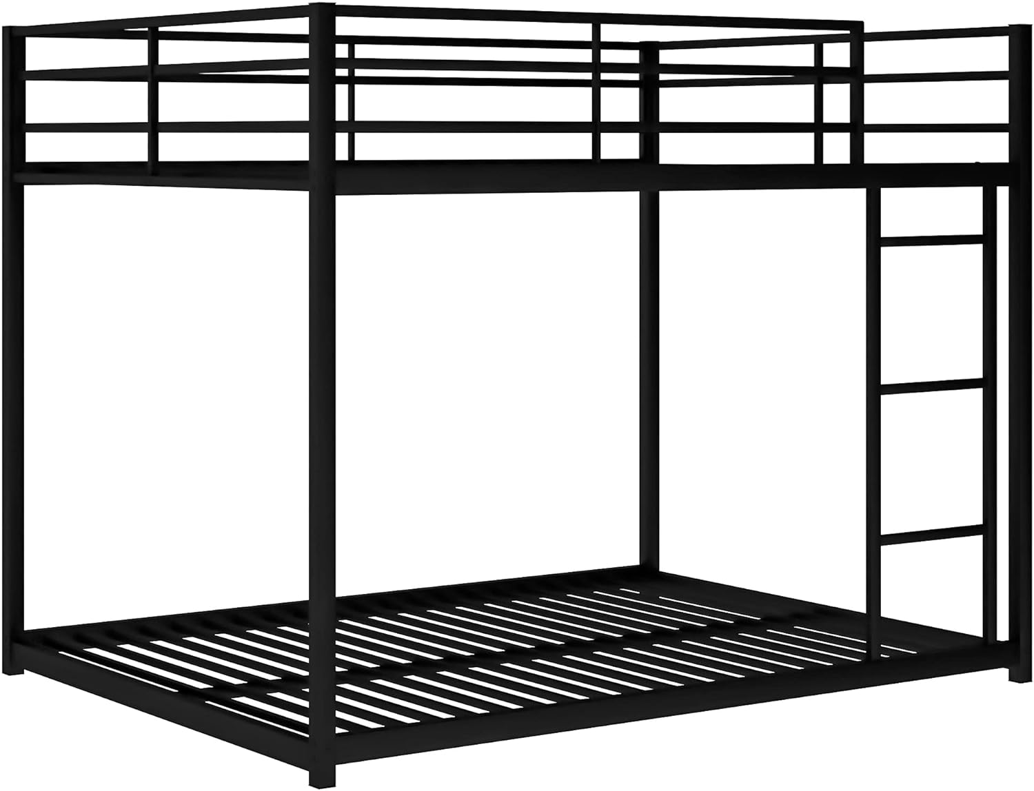 Anwick Metal Bunk Bed side view with ladder and guardrails