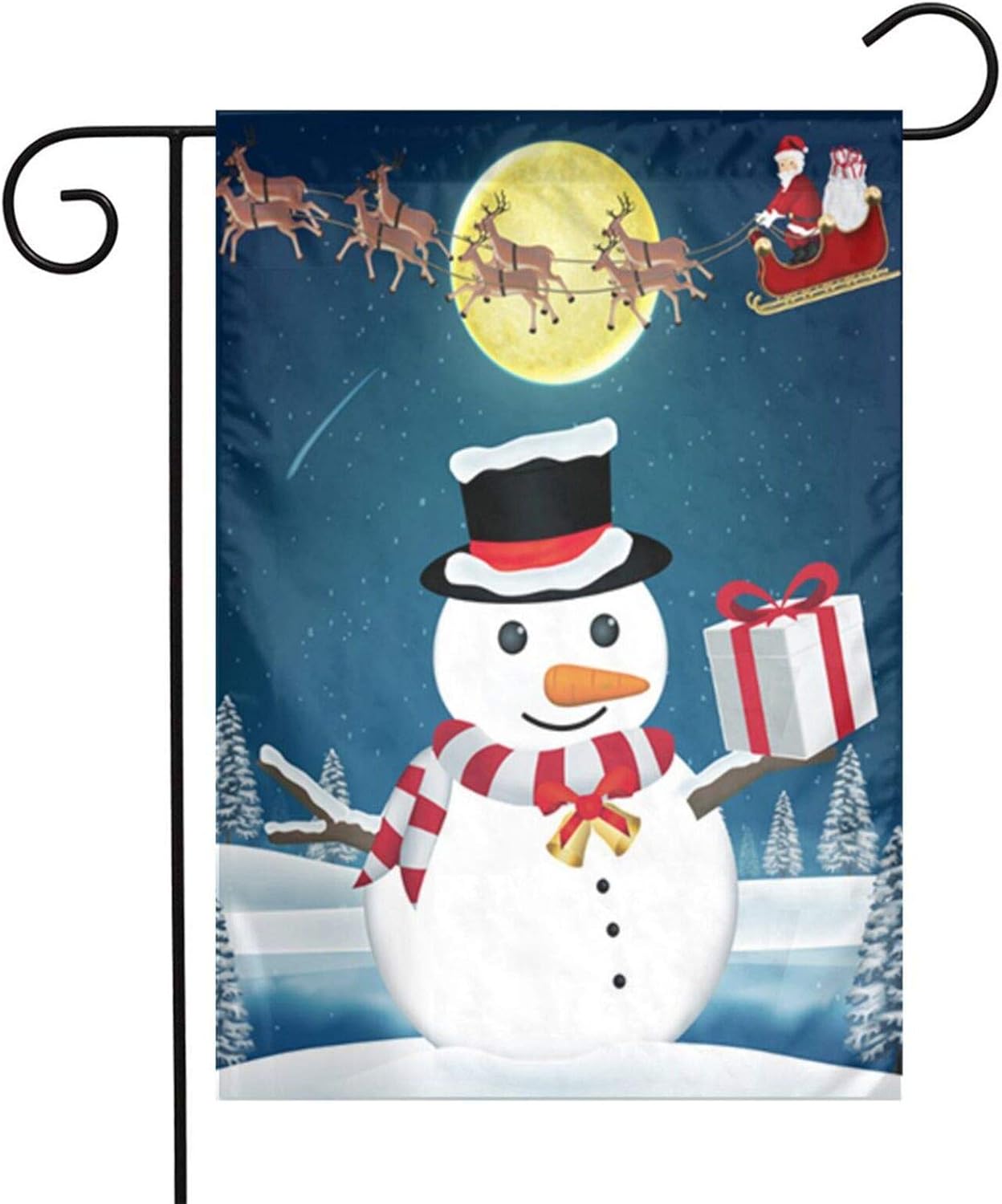 SUMILUOCHEN Burlap Garden Flag, Snowman and Gift House Yard Flag, Welcome to Our Home Xmas Flag 12.5 x 18 inch for Holiday Home Decor