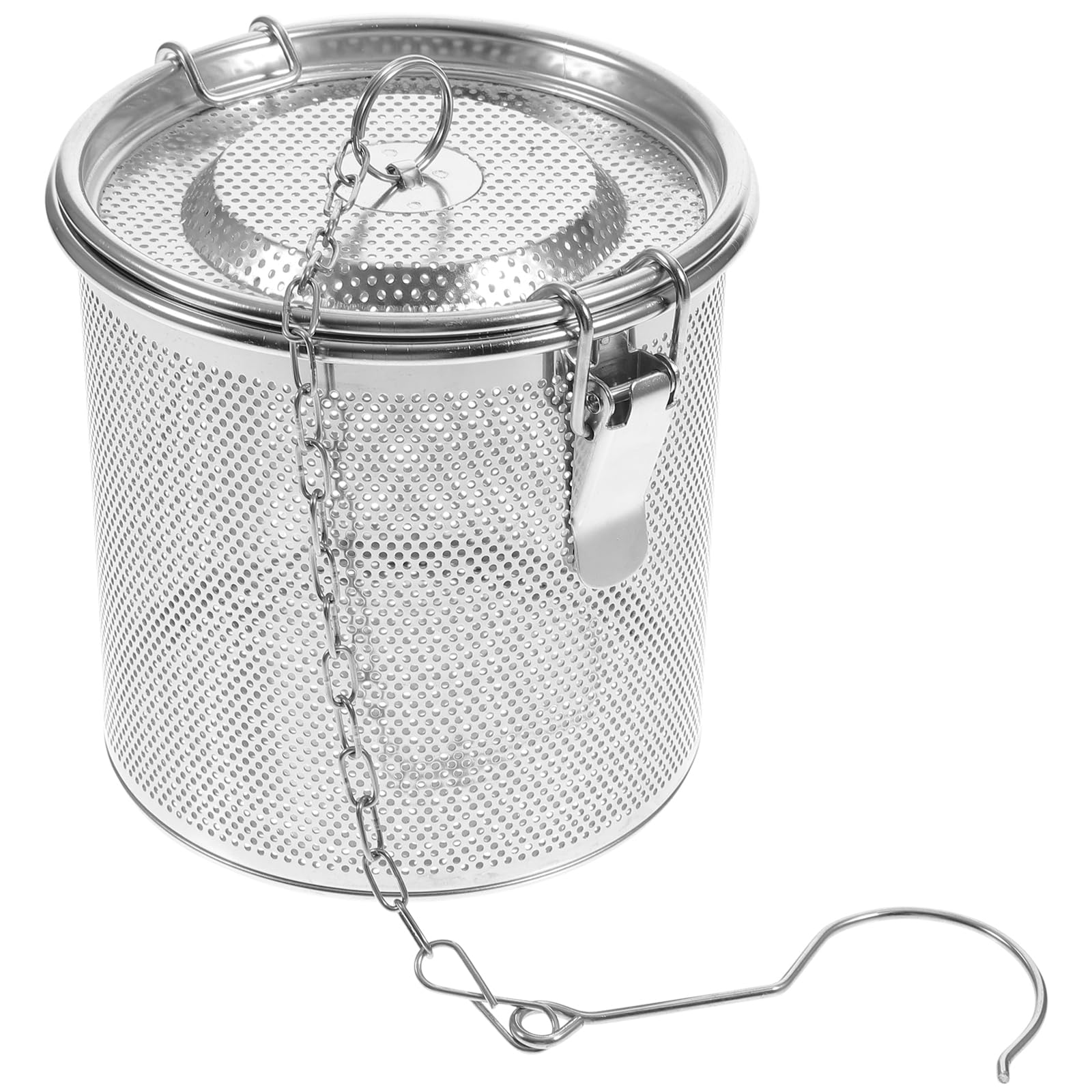 Photo 1 of **SMALL DENT** Hemoton Stainless Steel Seasoning Strainer Tea BAG Filter Soup Seasonings Seperation Basket Loose Leaf Tea Infuser for Home Restaurant Kitchen (4.72"x4.72"x5.31"/12x12x13.5cm)