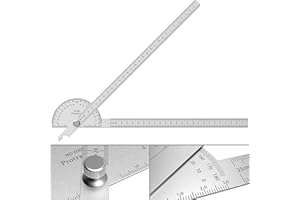 ForoGore Stainless Steel Protractor 180 Degrees Two Arm Ruler Adjustable Angle Protractor Woodworking Ruler Craftsman Angle Measure Tool (30 cm/ 11.8 Inch)