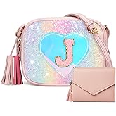 PRLINJSK Little Girls Purse, Kids Heart Purse, Cute Crossbody Bag with Small Teens Girls Wallet Gift