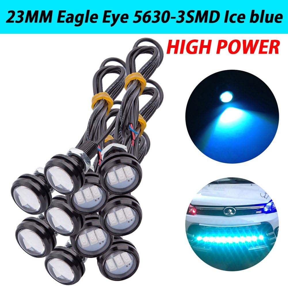 TABEN 10 x 9W LED Eagle Eye Light 23mm 5630 3SMD Car Fog DRL Daytime Running Light Reverse Backup Parking Signal Ice Blue Bulb 12V