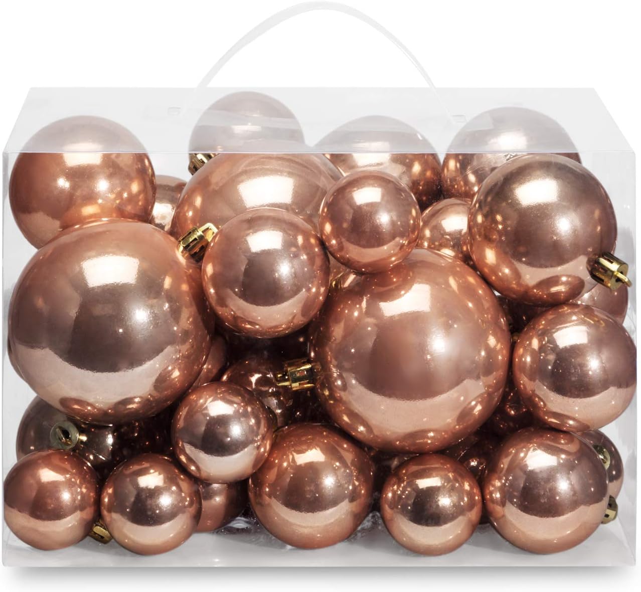 Ornaments - AMS 40ct Christmas Ball Plated Ornaments Tree Collection for Holiday Wedding Party Decoration(40ct Pearl, Rose Gold)