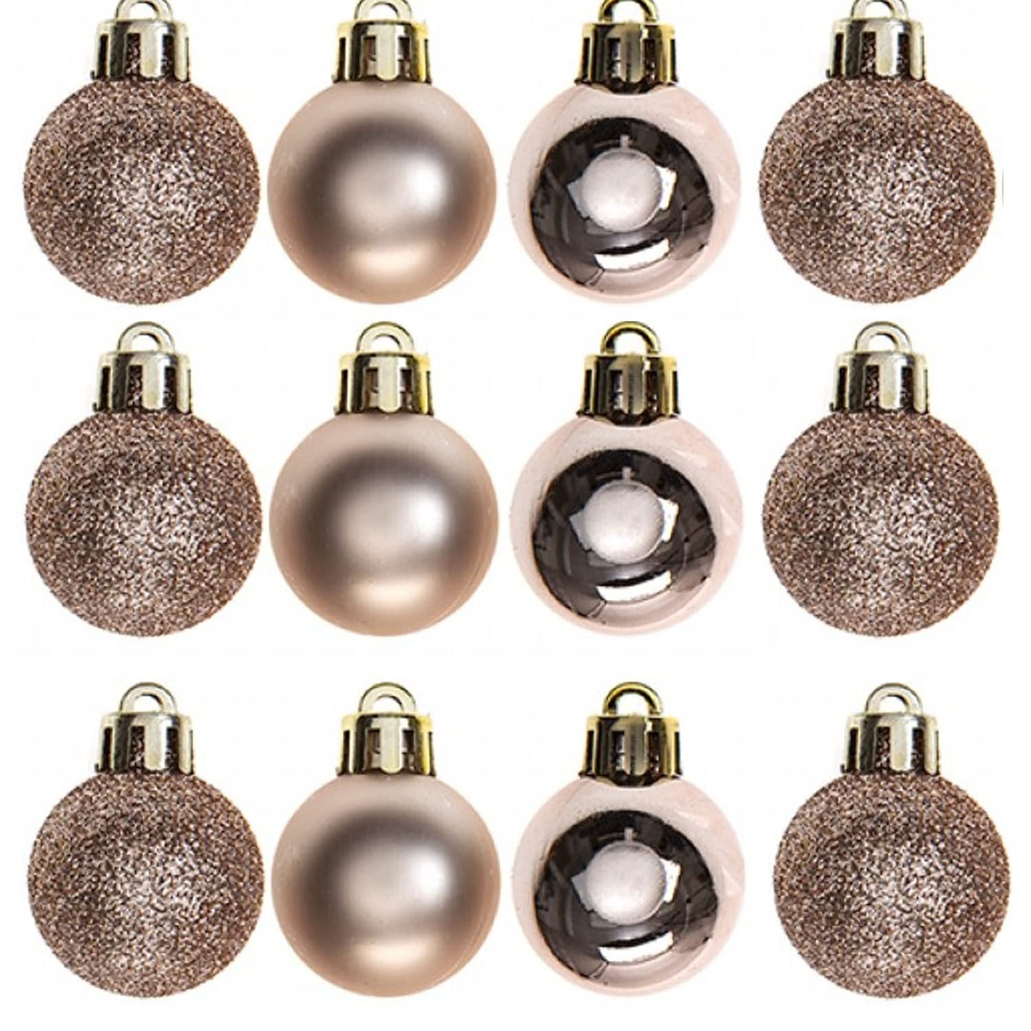 30mm/24Pcs Christmas Baubles Shatterproof Rose Gold, Christmas Tree Decorations Ball Ornaments Balls Xmas Hanging Decorations Holiday Decor - Shiny,Matte,Glitter
