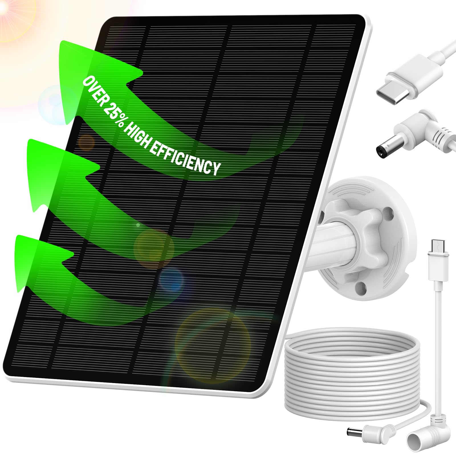Photo 1 of Solar Panel for Ring Camera, Ring Camera Solar Panel with USB-C & DC Ports, Over 25% Conversion Rate Solar Panel Ring Camera, Best for All Built-in Rechargeable Battery Ring Cameras, IP65 Waterproof