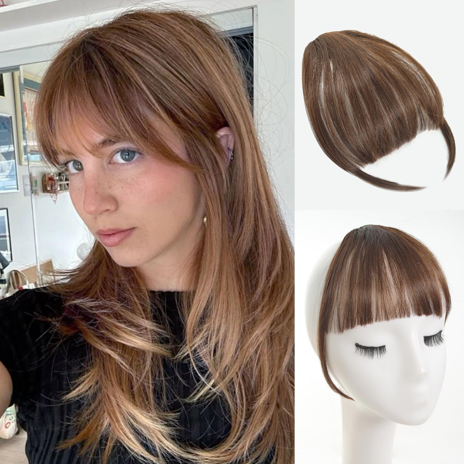 Photo 1 of Clip in Bangs Fake Bangs Clip on Bangs for Women Suitable for Women's Daily Wear