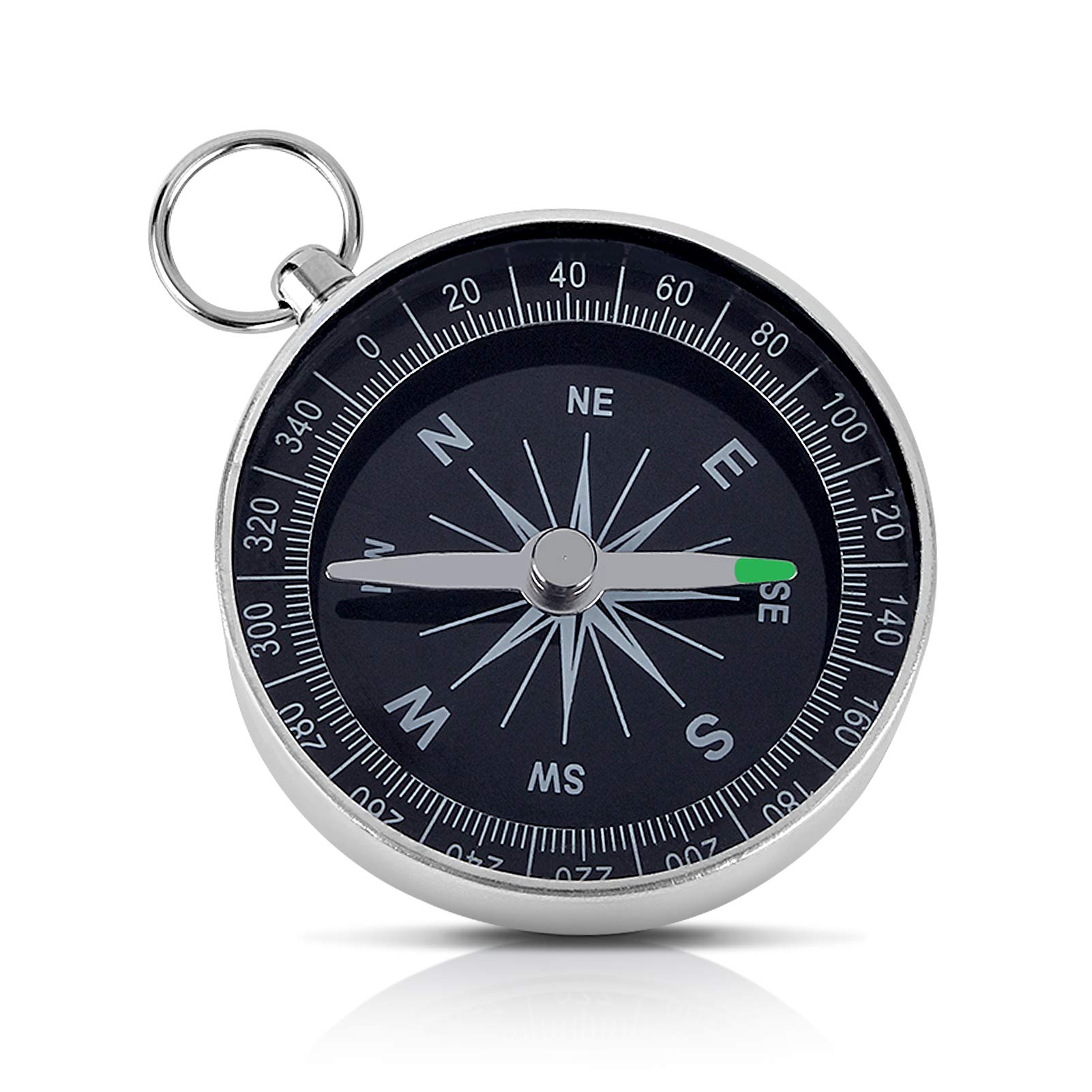 Portable Pocket Compass, Mini Orienteering Compass with Aluminum Shell for Outdoor Camping Hiking Backpacking Navigation, Silver
