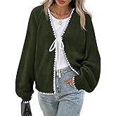 PRETTYGARDEN Womens Fall Cardigan Sweaters 2026 Long Sleeve Open Front Tie Knit Loose Cute Lightweight Sweater