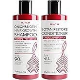 Gentle Shampoo & Conditioner Set for Thinning Hair and Itchy Scalp – Natural Biotin, Onion & Rosemary Formula, Sulfate Free, Paraben Free, Nourishing, Safe for Sensitive Scalp, 25 Fl Oz