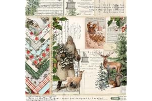 24 Sheets 6" x 6" Vintage Christmas Scrapbook Paper Single -Sided Cardstock for Scrapbooking Journal Photo Album (21034)