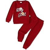 Jecson Toddler Girl Fall Clothes: Soft Outfits Set Embroidered Knit Top & Sweatpants 2Pcs Cute Home Outdoor 2-8Y