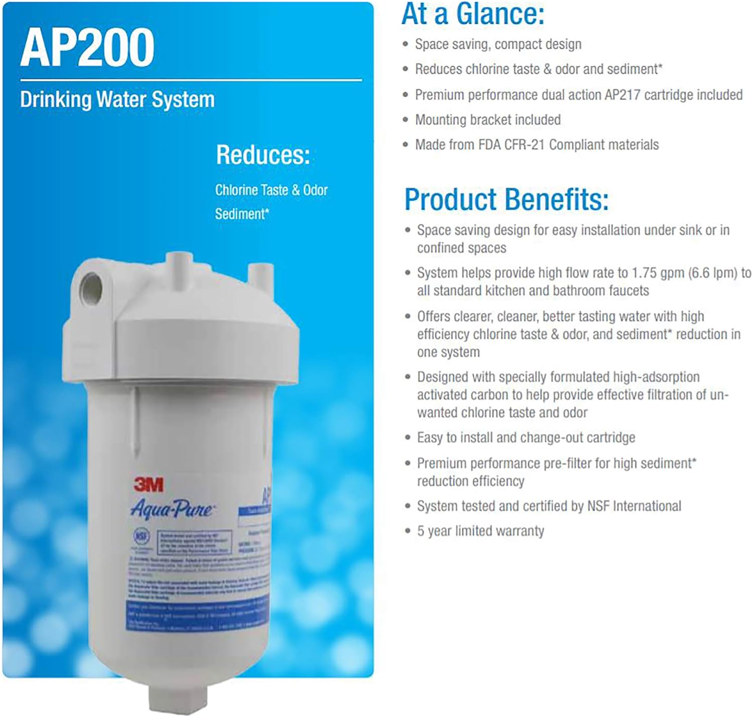 3M Aqua-Pure Under Sink Full Flow Water Filter System AP200, 5528901 - Replacement Undersink Water Filtration Filters - .com