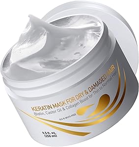 Vitamins Keratin Hair Mask Deep Conditioner - Protein Repair Boost for Dry Damaged and Color Treated Hair - Conditioning Treatment for Curly or Straight Thin Fine Hair