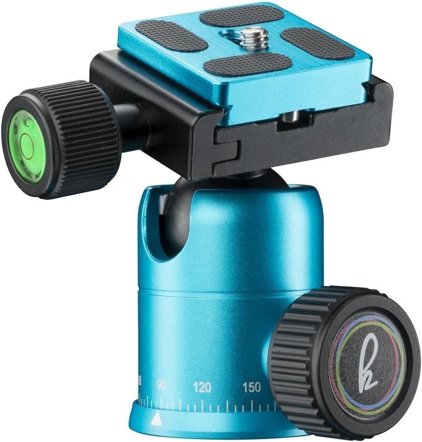Mantona Kaleido Mini Photo/Table and Travel Tripod with Ball Head with Quick Release Plate and Carry Bag Metallic Ocean Blue - Image 3