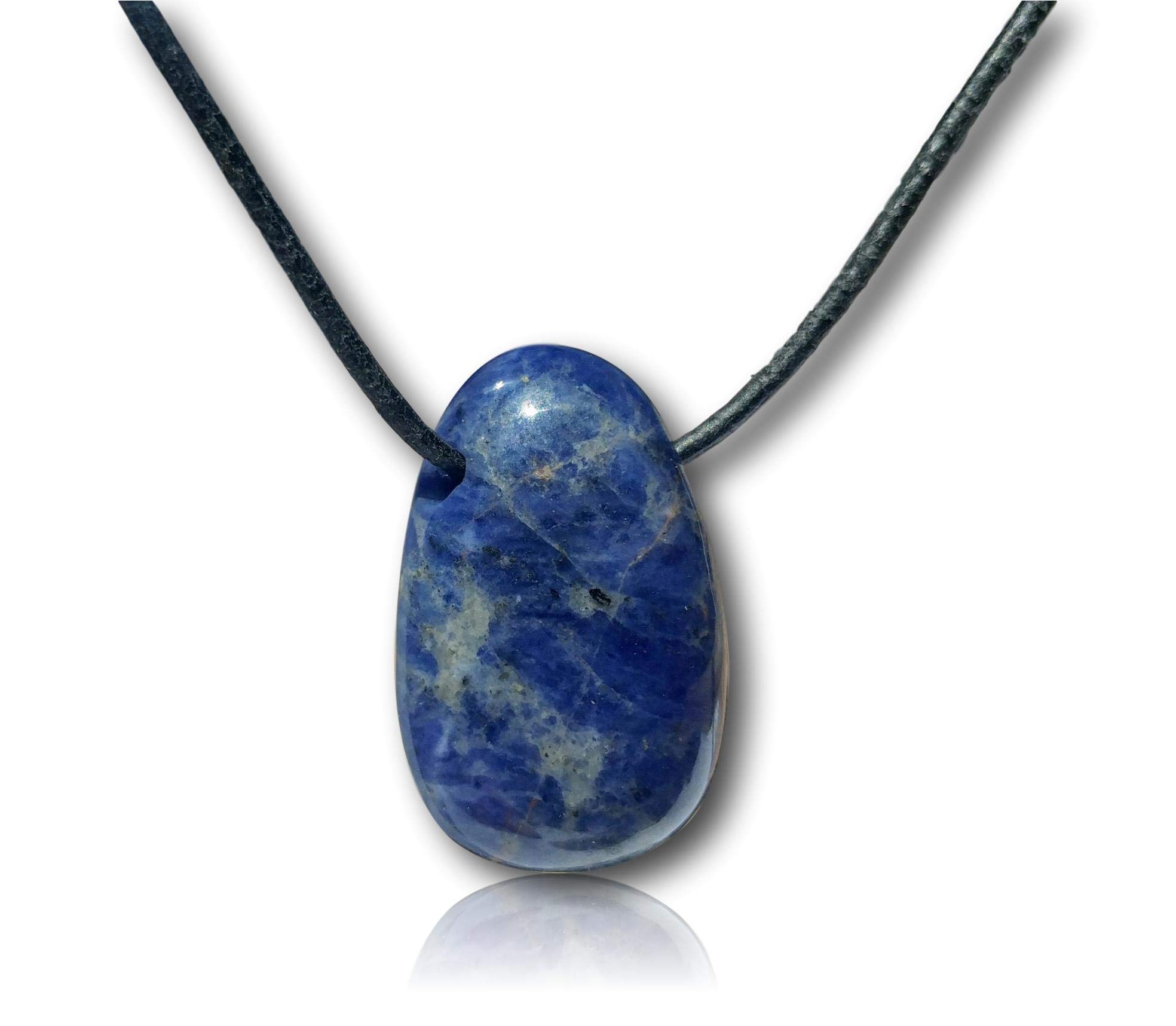 Orgonite Andy - Stone Crystal Gemstone Necklace - Hand Carved Drop Bead Pendant - 20" Leather Cord w/Sterling Clasp - BirthStone - Chakra Jewlery