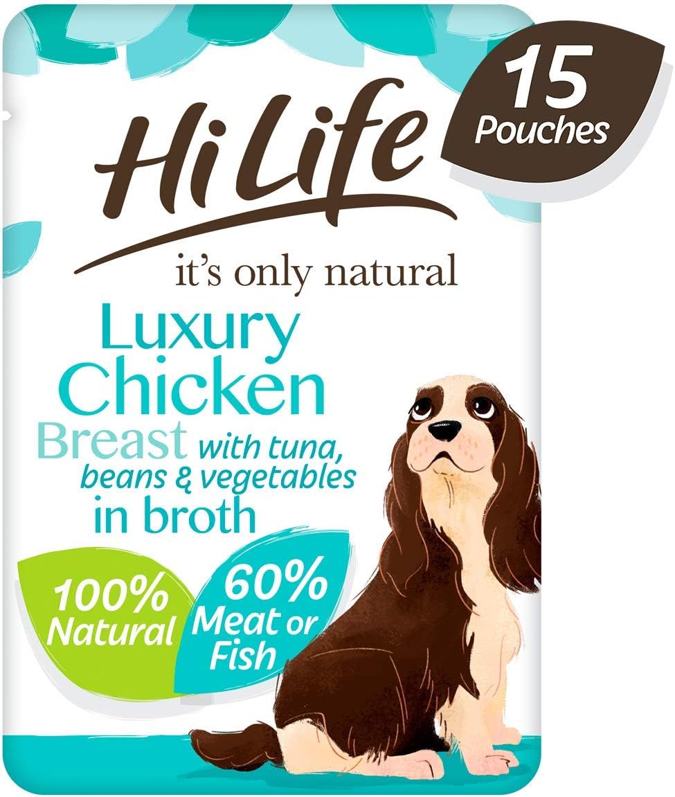 HILIFE it's only natural, Wet Dog Food, Luxury Chicken Breast, Tuna, Beans, Vegetables in Broth, 100% Natural Grain Free