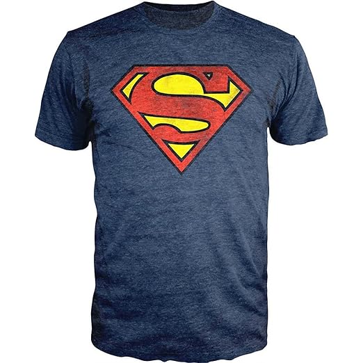 Superman Logo Navy Heather T-shirt Officially Licensed (M)