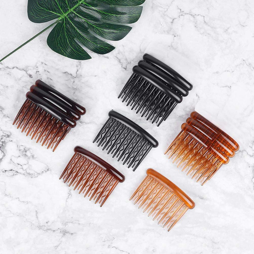 SUMAJU 12 Pcs Hair Combs for Women, Portable Side Comb Hair Accessories Plastic Teeth Hair Side Combs, Wavy Teeth Hair Comb for Fine Hair (4 Colors) : Beauty