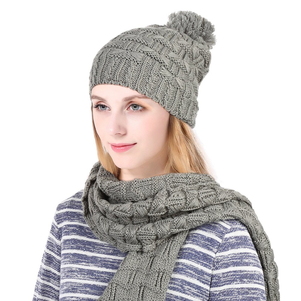 Vbiger Wintermütze Strickmütze Damen Mütze Beanie Warme Mütze Winterschal Damen