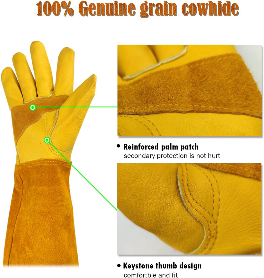 Long Gardening-Gloves Women/Men-Thorn proof Rose Pruning Heavy Duty Gauntlet-L: Home Improvement