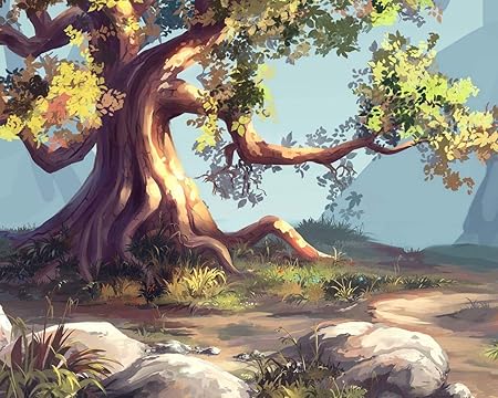 Amazon 数字で描くdiy大きなサイズの 木草アートストーンの枝アクリルの家の装飾アート画像ギフト数字で描くアクリル絵の具の色の原稿 カスタマイズ可能 50x65cmフレームなし 絵具 通販