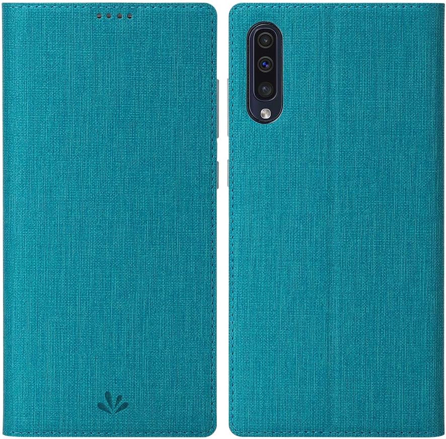 DDJ A50 Case Cover, Soft TPU&PU Leather Flip Case with Kickstand,Multi-Function Wallet Slot Shockproof Protective Phone Case for Galaxy Samsung A50 (Blue)