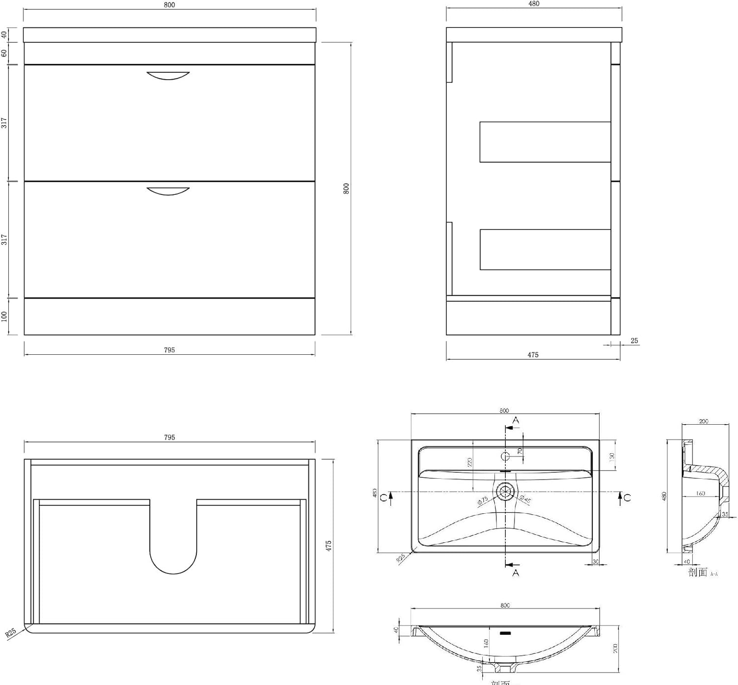 Soft Close Seat & Cistern VeeBath Cyrenne Bathroom Furniture Set Vanity Basin 1100mm Pan