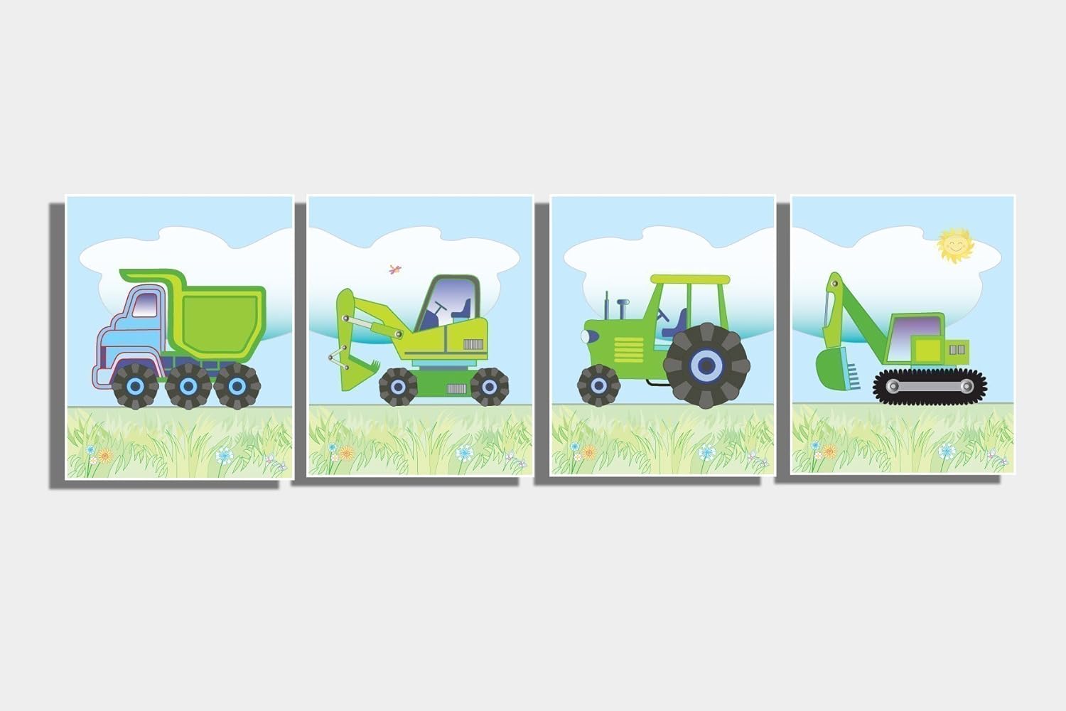 Amazon Com Kids Green Tractor Truck Farm Vehicle Wall Art Boy S