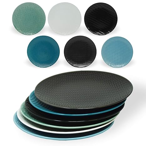 DRULINE Geschirrserie Inari Porzellan Service Geschirrset Tafelservice Kombiservice 6 x Frühstücksteller