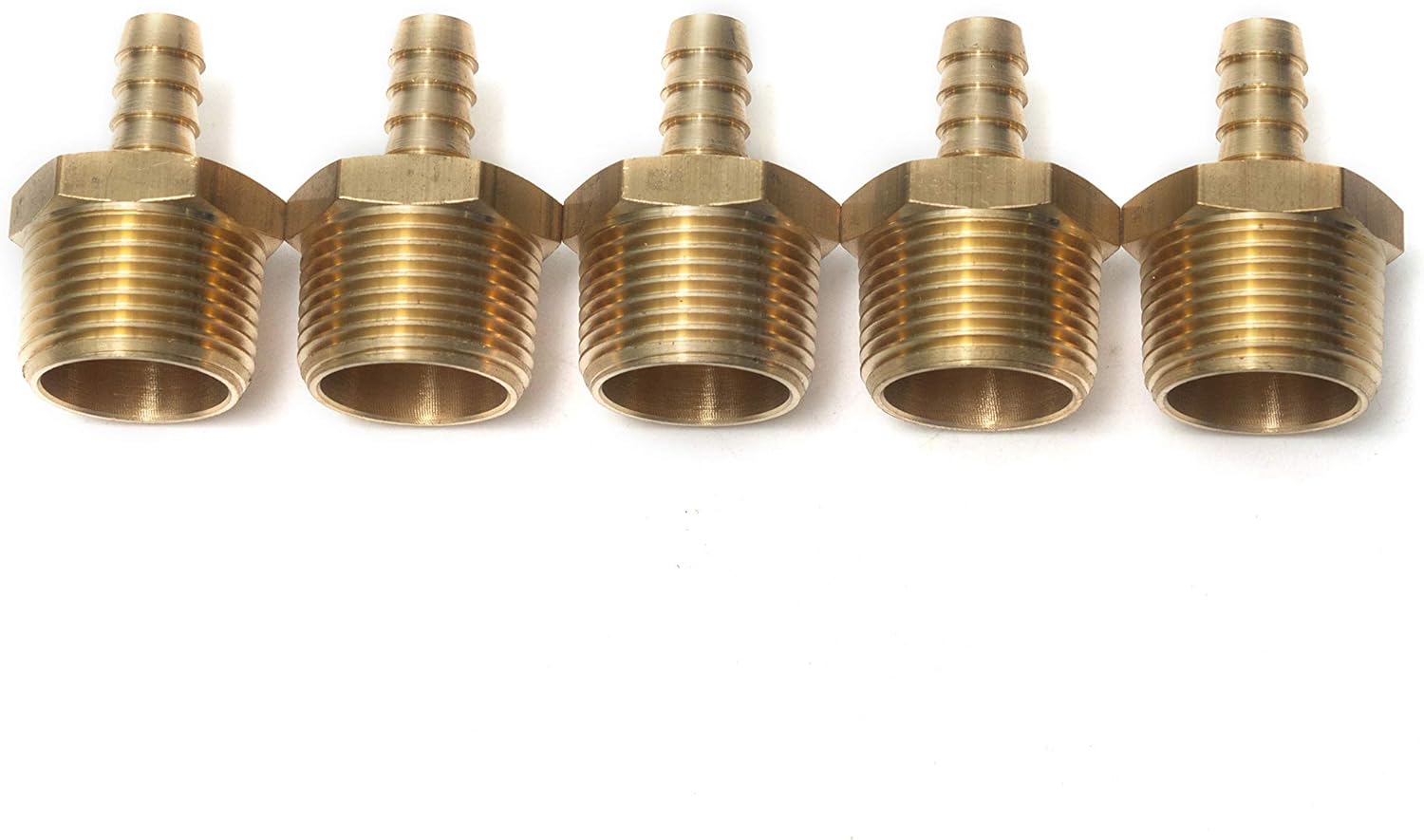 LTWFITTING Brass Barbed Fitting Coupler/Connector 3/4-Inch Male BSPT x 10mm Hose Barb(Pack of 5), Tubing ID: 3/8"(10mm)