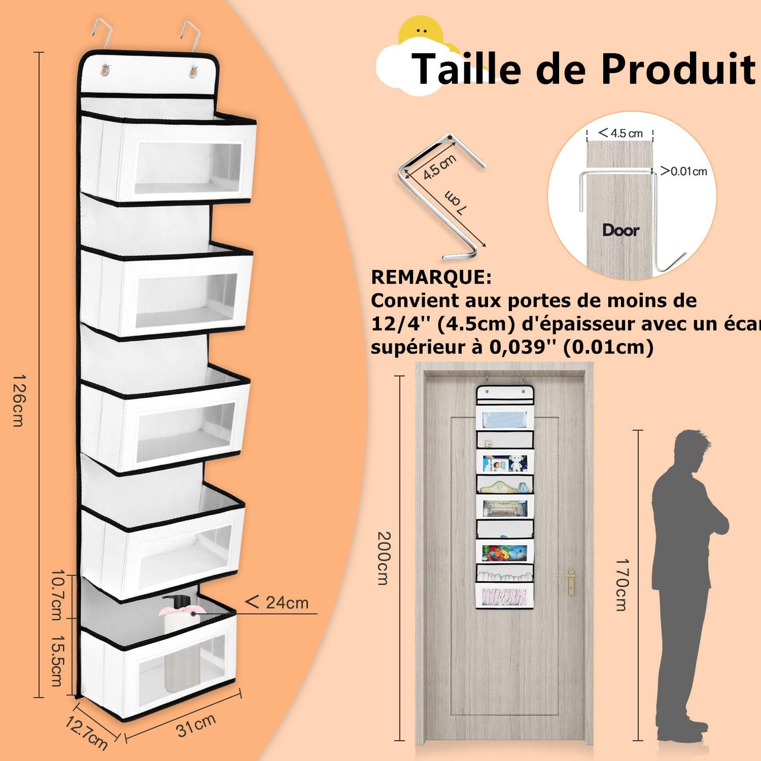 Pour Garde Manger Penderie Bebe Chambre Denfant Avec 5 Grande Poche Blanc Motif Pois Magicfly Etageres Organisateur De Rangement Suspendu Dessus De La Porte Rangement Et Organisation Cuisine Maison Lawawarenesssociety In