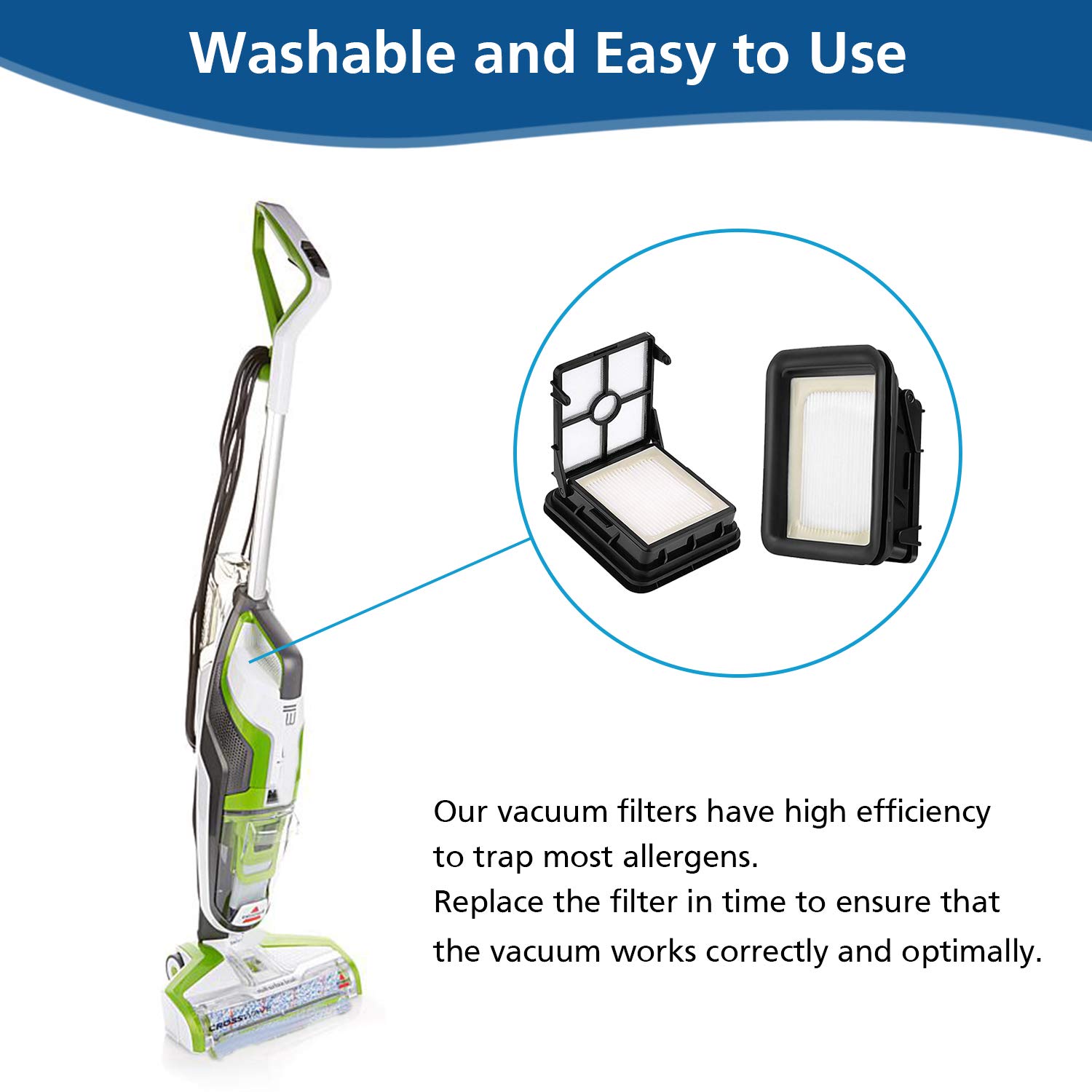 4x 1866 Filter for Bissell CrossWave Vacuum Cleaner 1785A 17854 17859