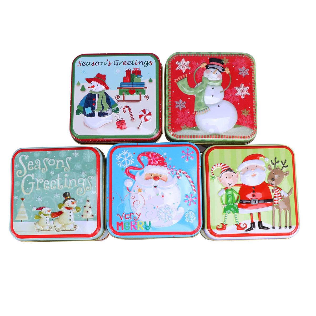Artibetter 5 piezas latas de metal de navidad cajas de dulces navideñas