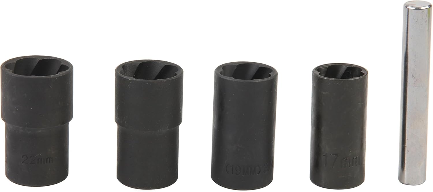 Twist Socket Set (5 Piece) Includes 1/2” Inch, Lug Nut Remover, 17mm, 19mm, 21mm, 22mm Sockets: Home Improvement