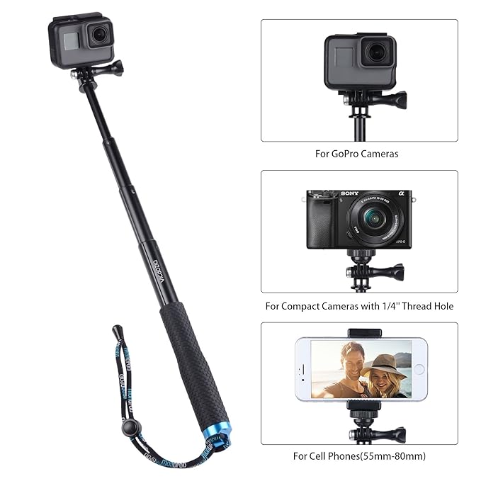 Vicdozia Selfie Stick 28 5 Hand Grip Extendable Amazon Co Uk