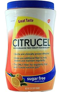 Amazon Com Citrucel Sugar Free Orange Flavor Methylcellulose Fiber Therapy Powder For Regularity 16 9 Ounce Health Personal Care