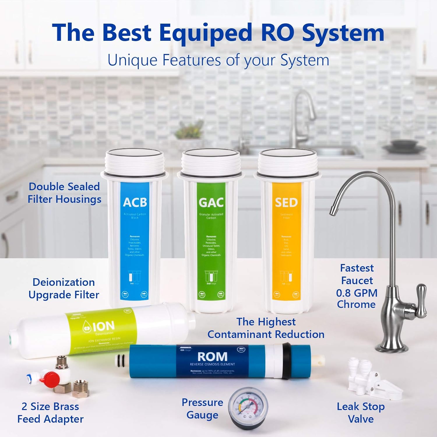 Express Water Deionization Reverse Osmosis Water Filtration System – 6 Stage RO DI Water Filter with Faucet and Tank – Distilled Pure – Under Sink Home Water Softener – 100 GPD: Home Improvement