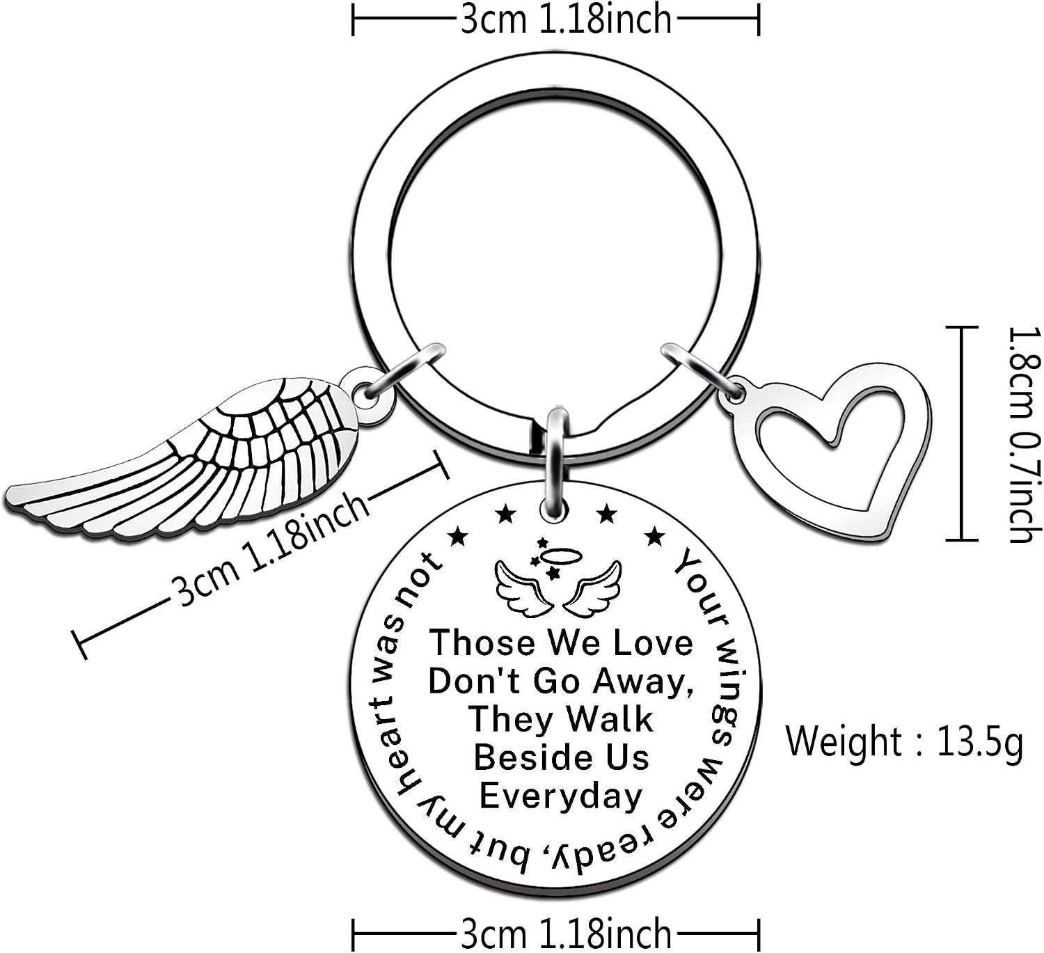 JMIMO Memorial Gifts Memorial Keyring Sympathy Gift in Memory of Loved One Wing Keyring Memorial Gifts for Loss of Loved One - Image 3