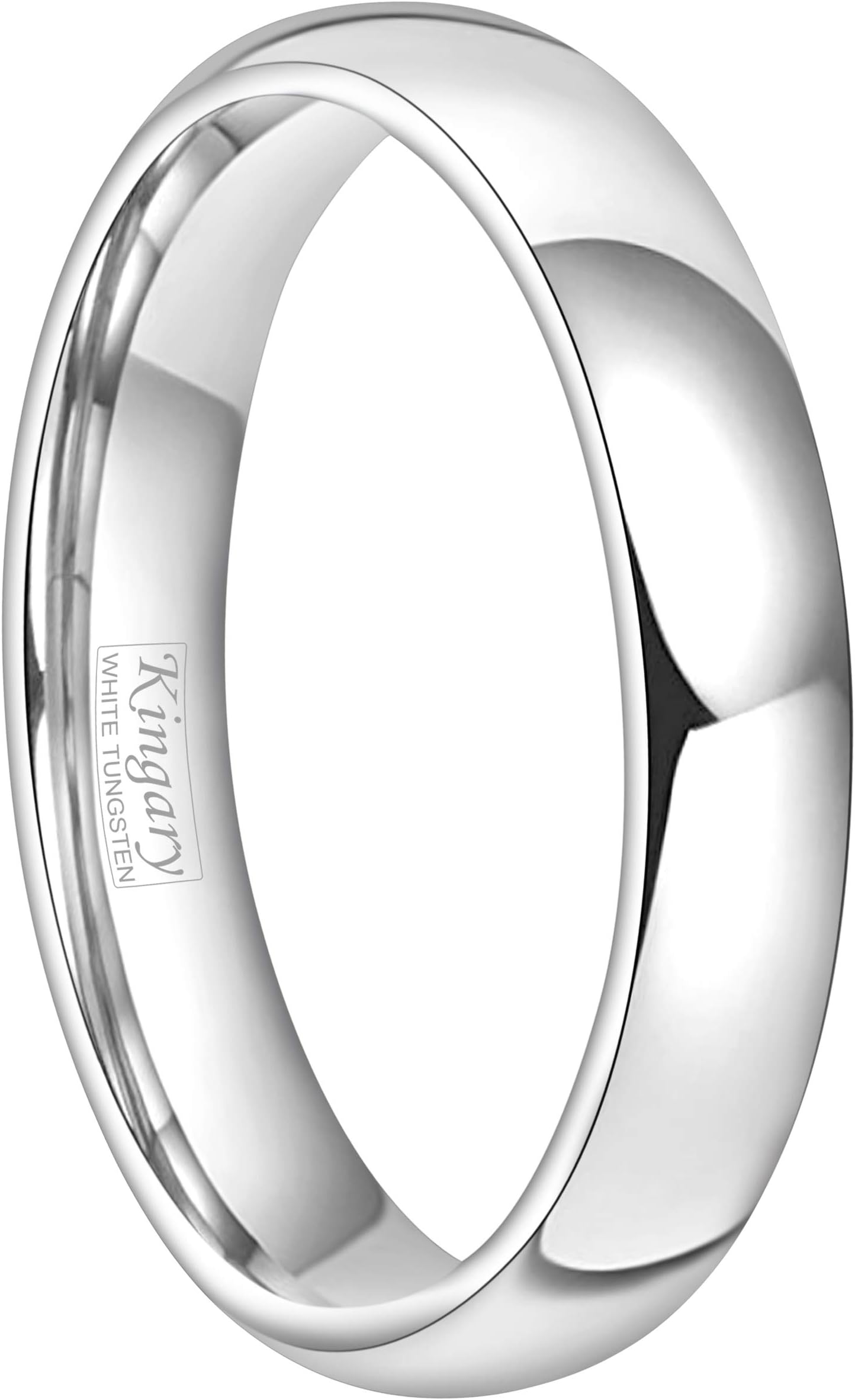 Kingary 2mm 4mm 6mm White Tungsten Couple Wedding Bands Rings Men Women Classic Domed Poished Size 3.5 to 16
