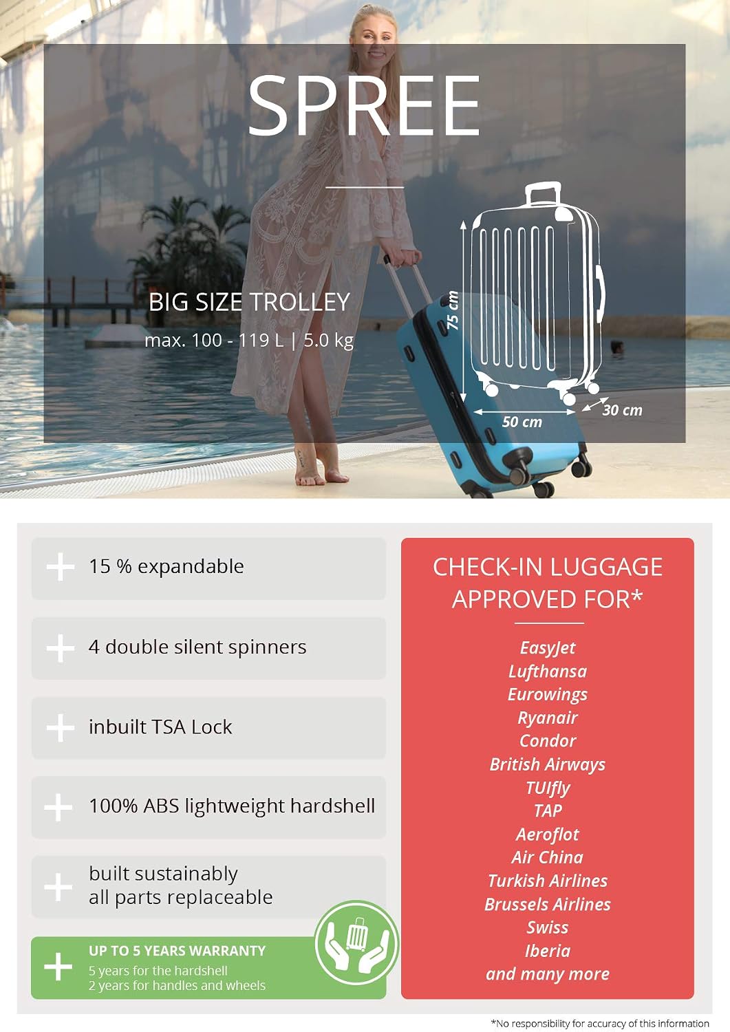 Hauptstadtkoffer Mitte - Large Hard-Shell Suitcase, TSA, 4 Wheels, Check-in Luggage with 8 cm Volume Expansion, 77cm, 130 liters, Coral - Image 3