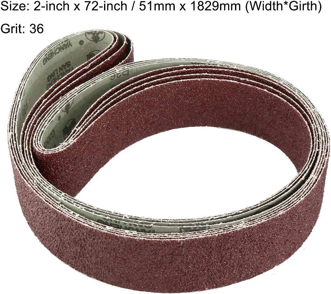 Sourcingmap 2-Inch x 72-Inch Aluminum Oxide Sanding Belt 36 Grits Sandpaper Lapped Joint for Belt Sander 4pcs - Image 3