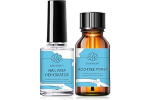 BORN PRETTY Natural Nail Prep Dehydrate and Bond Primer Acid-Free,15ml Dehydrator for Acrylic and Gel Nail Polish, Non Acid Primer for UV Gels Fast Dry Superior Bonding Agent Gift Box Set