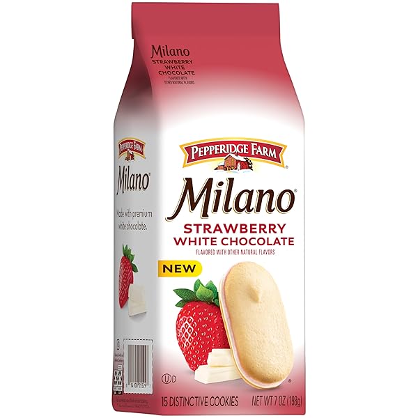 PEPPERIDGE FARM MILANO WHITE CHOCOLATE STRAWBERRY FLAVORED COOKIES, 7 OZ BAG