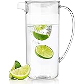 Youngever 2 Quarts Plastic Pitcher With Lid, Clear Plastic Pitcher Great for Iced Tea, Sangria, Lemonade