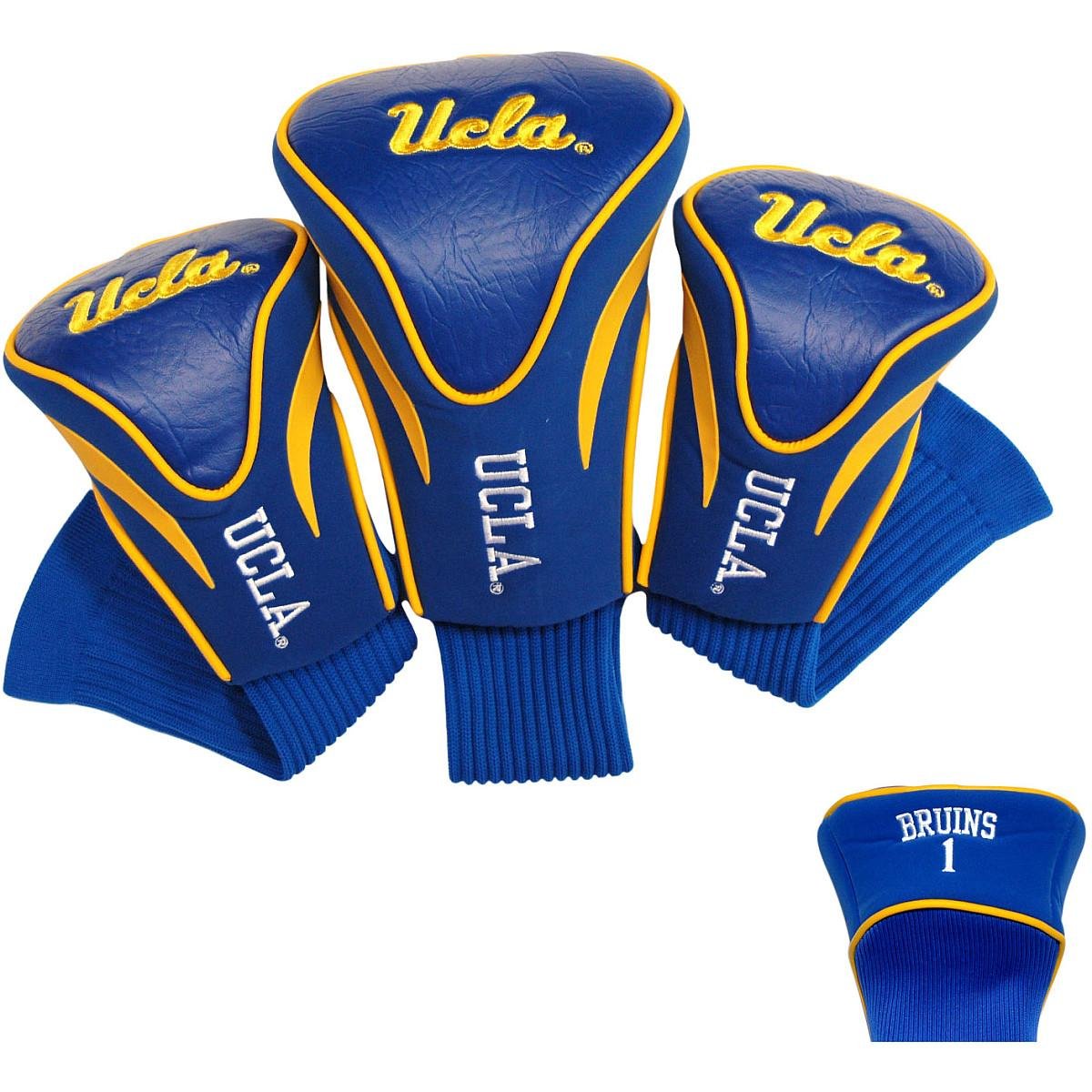 Team Golf NCAA UCLA Bruins Contour Golf Club Headcovers (3 Count) Numbered 1, 3, & X, Fits Oversized Drivers, Utility, Rescue & Fairway Clubs, Velour lined for Extra Club Protection
