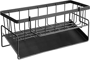 Artibetter Multipurpose Kitchen Sink Storage Rack with Sponge and Soap Holder, Black Dishcloth Organizer